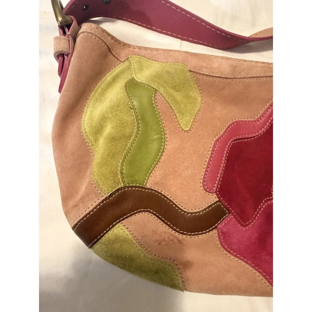 RARE Y2K Vintage 2004 Coach Poppy for Peace Pink Suede Floral Shoulder Bag Purse